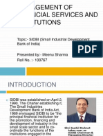Management of Financial Services and Institutions: Topic:-SIDBI (Small Industrial Development Bank of India)