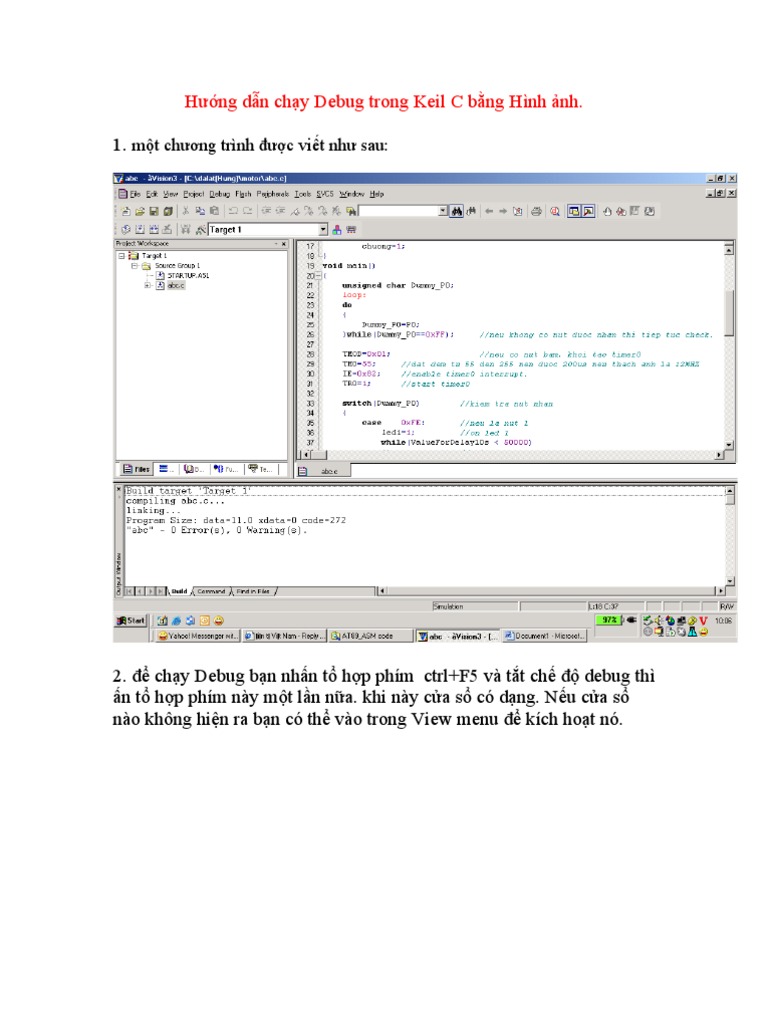 Hướng dẫn chạy Debug trong Keil C bằng Hình ảnh | PDF