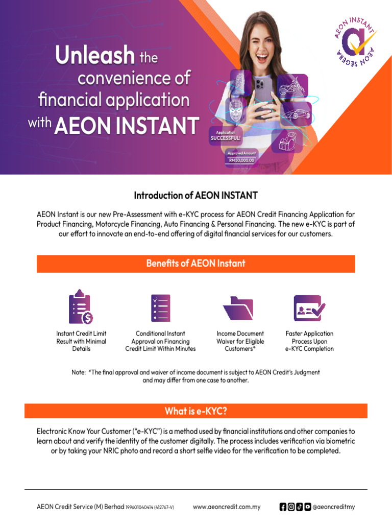 AEON Instant e-KYC Financing Overview | PDF