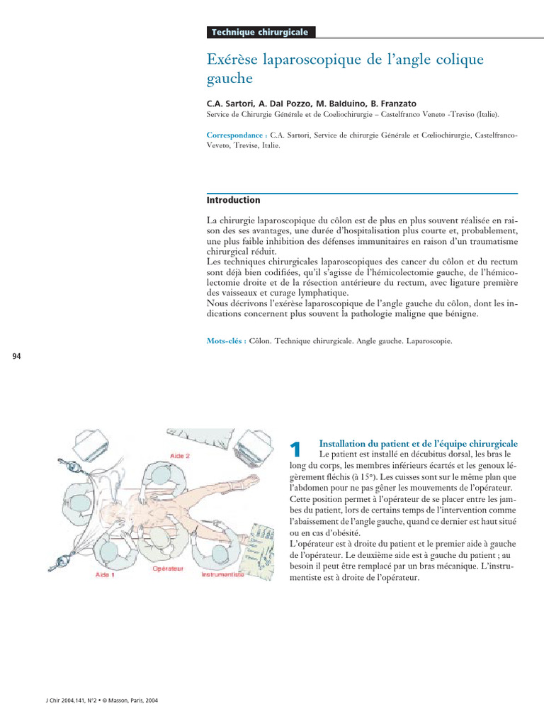 Exérèse laparoscopique angle colique gauche | PDF | Péritoine | Cancer ...