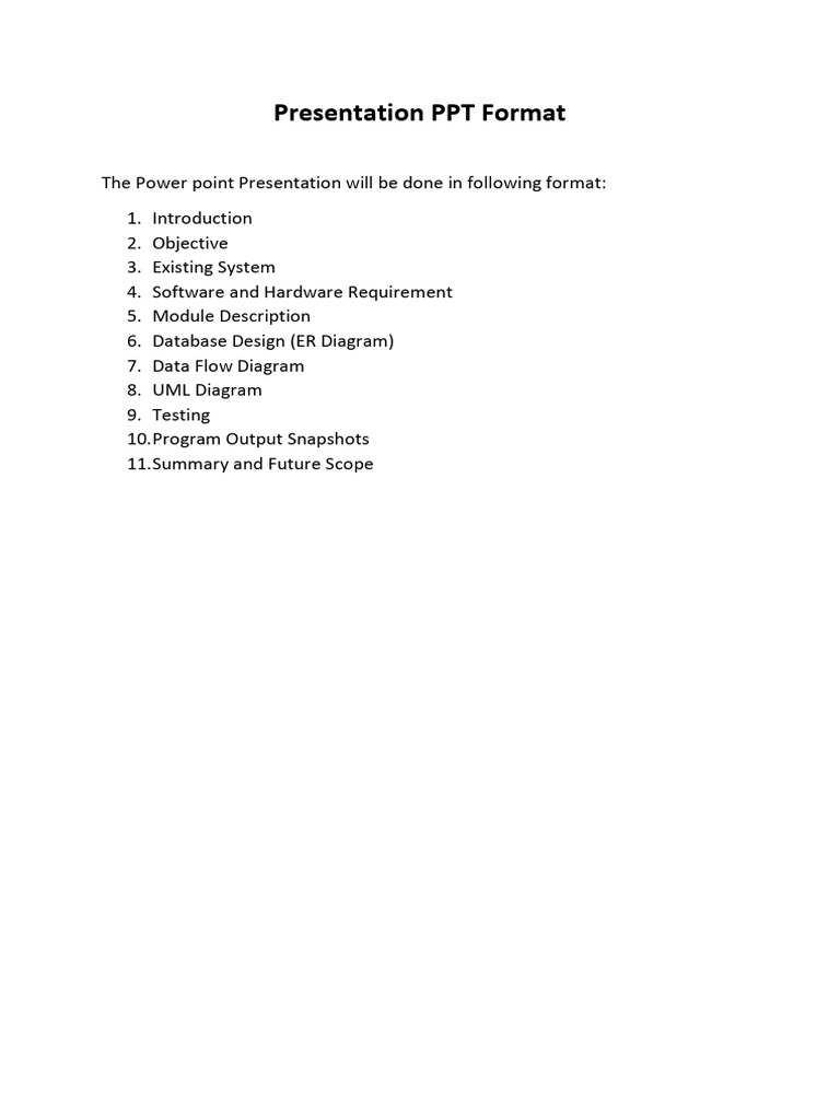 Project Presentation PPT Format | PDF