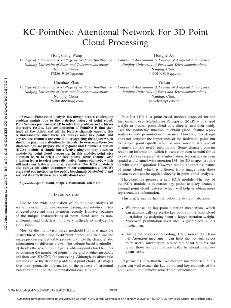 KC-PointNet Attentional Network For 3D Point Cloud Processing | PDF ...