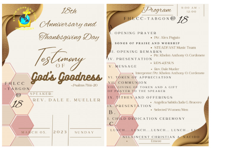 FHLCC 18TH Anniv - Program | PDF