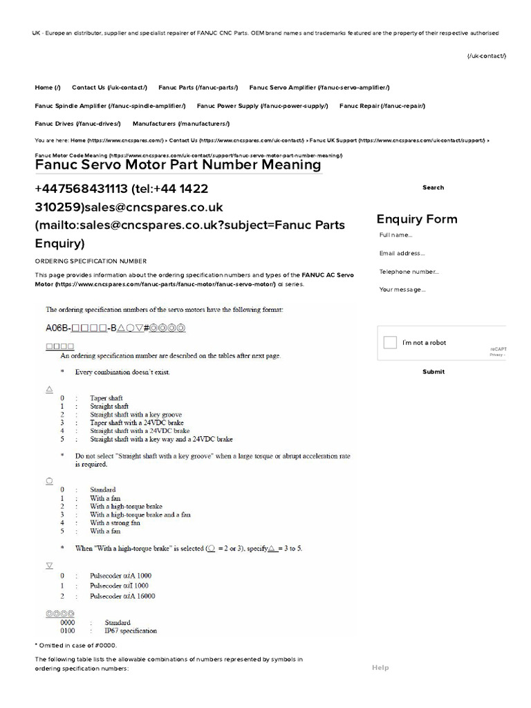 Fanuc Servo Motor Part Number Meaning | PDF | Servomechanism