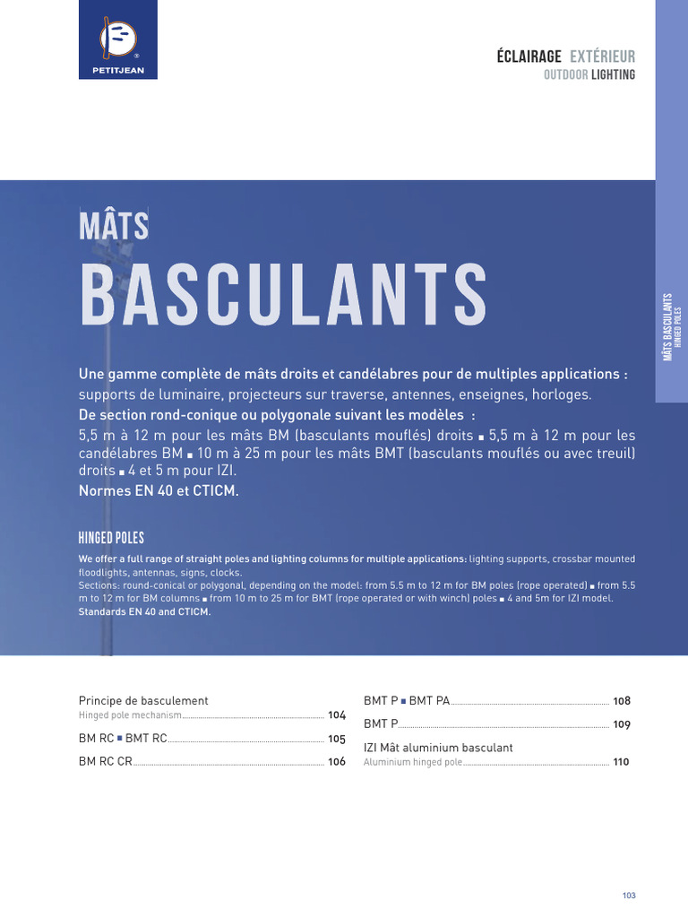 Mâts basculants Petitjean : gamme complète | PDF