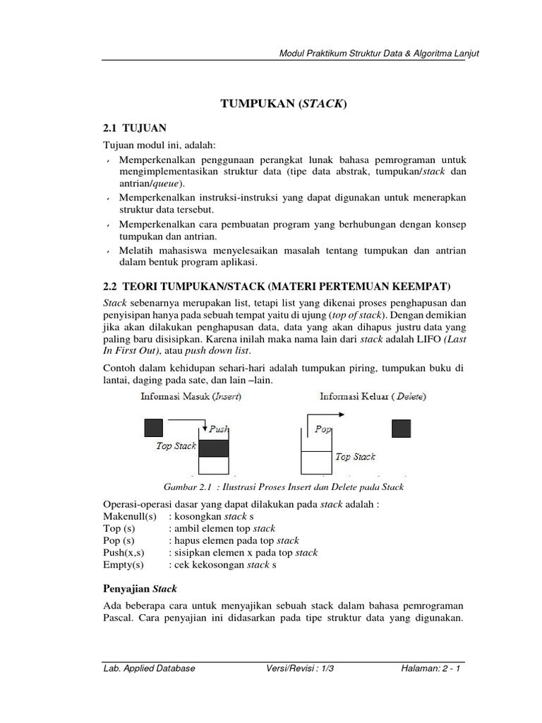 Implementasi Struktur Data Tumpukan | PDF | Metode & Bahan Ajar ...