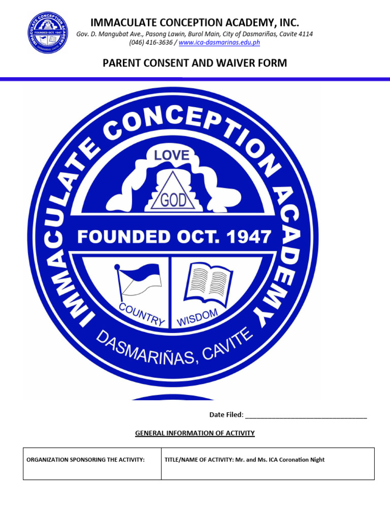 ICA Coronation Night Consent Form | PDF | Transport