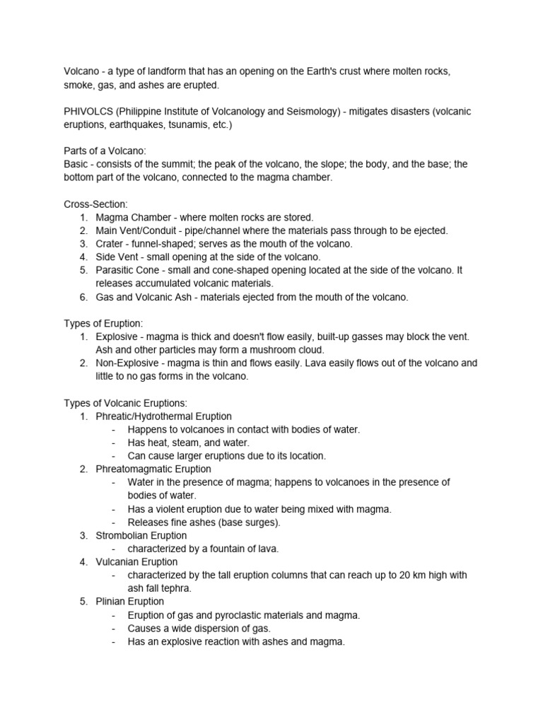 Understanding Volcanoes and Eruptions | PDF | Types Of Volcanic ...