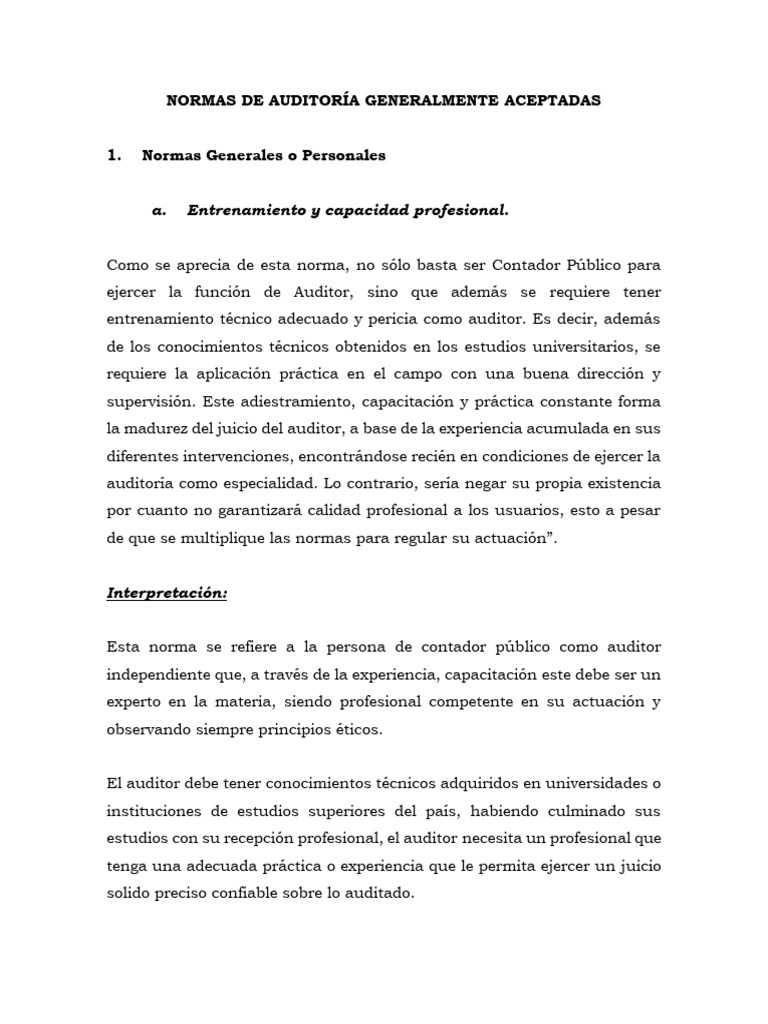 Normas de Auditoría: Principios Clave | PDF | Auditoría | Contralor