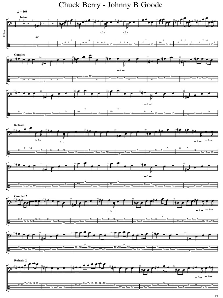 Tablature basse Johnny B. Goode | PDF