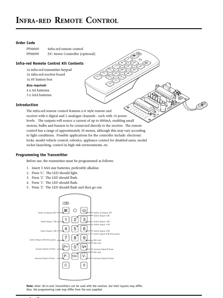 Infrared Remote Control for DC Motors | PDF | Remote Control | Switch