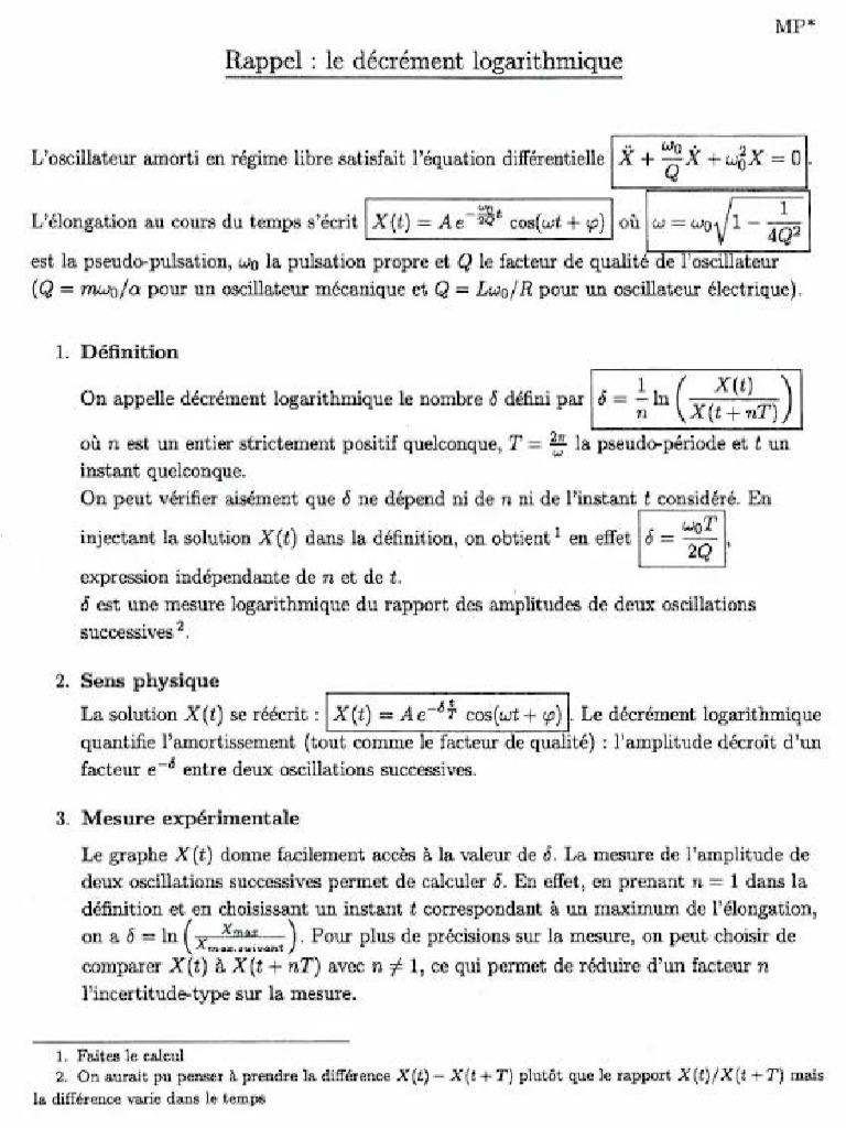 Décrément Logarithmique | PDF