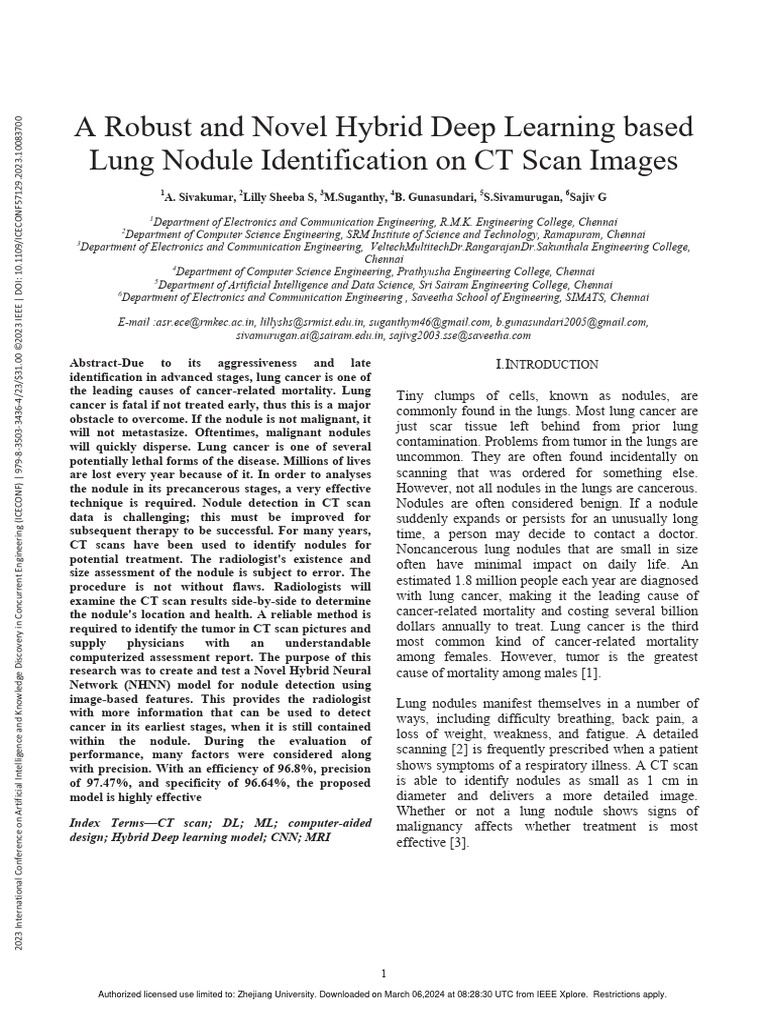 Hybrid Deep Learning for Lung Nodule Detection | PDF | Clinical ...
