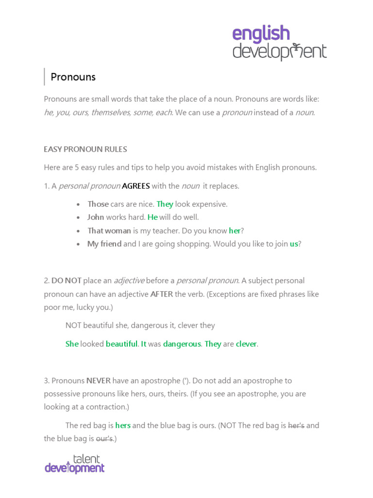 Pronouns Simple and Personal | PDF | Pronoun | Noun