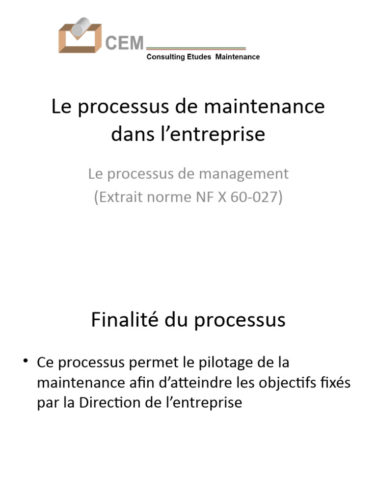 Processus de Management de Maintenance | PDF | Business