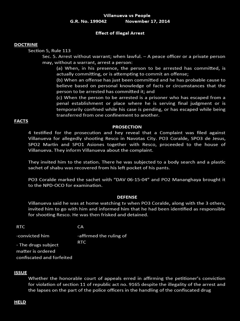 Villanueva vs people pdf search warrant arrest