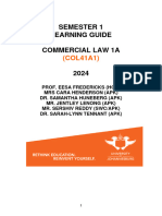 Commercial Law 1A Learning Guide