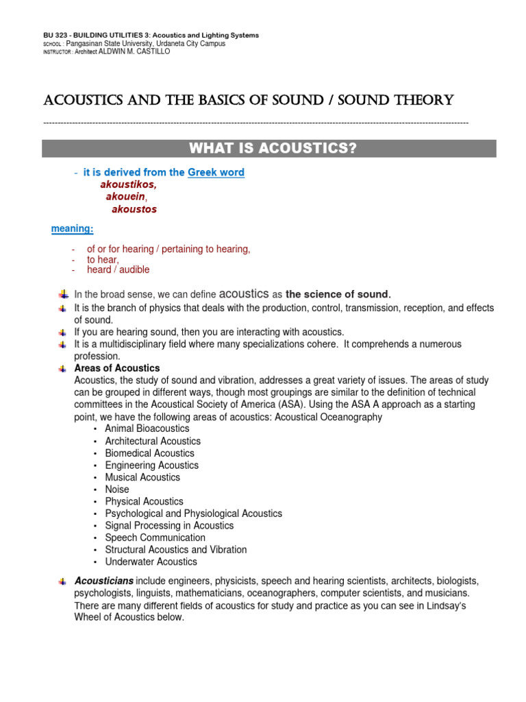 Understanding Acoustics in Architecture | PDF | Sound | Acoustics