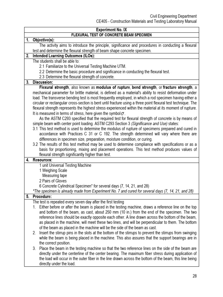 Flexural Strength Testing of Concrete Beams | PDF | Strength Of ...