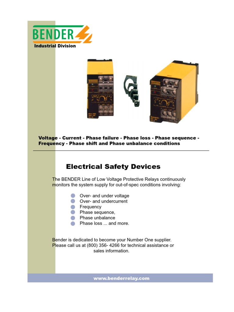 Bender Low Voltage Protective Relays | PDF | Relay | Electrical Engineering