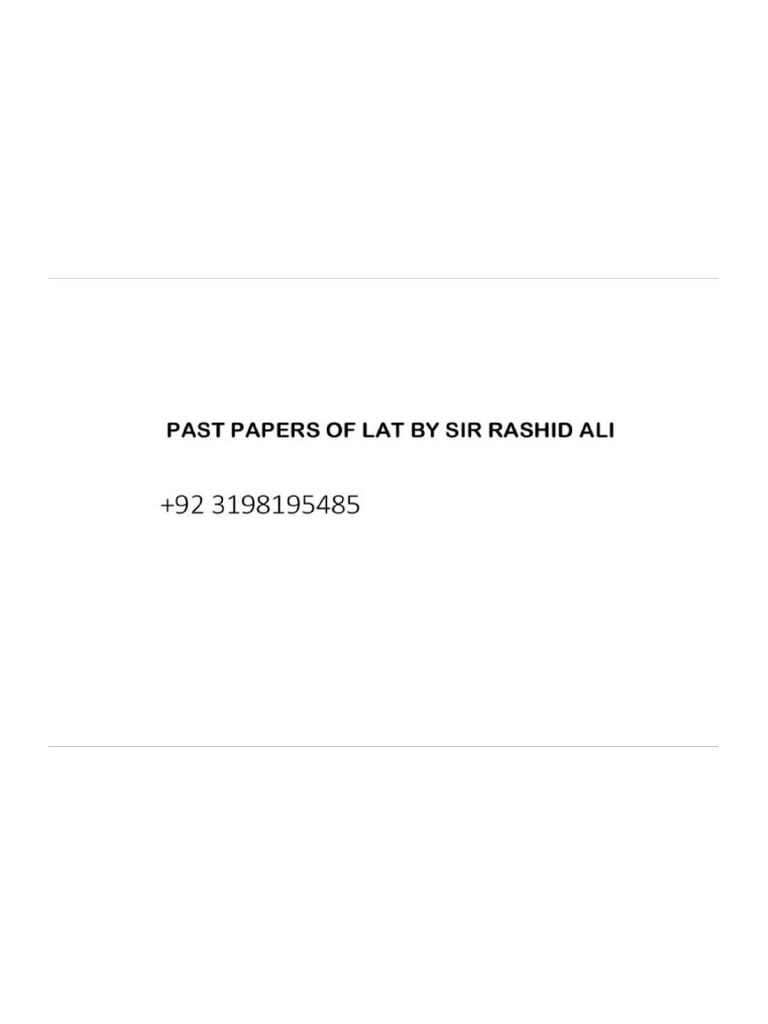 Past Papers of LAT BY SIR RASHID ALI (04 FEBRUARY 2024) . | PDF