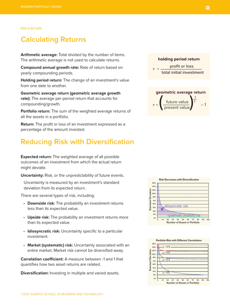 Investment Risk & Return Guide | PDF | Financial Risk | Modern ...