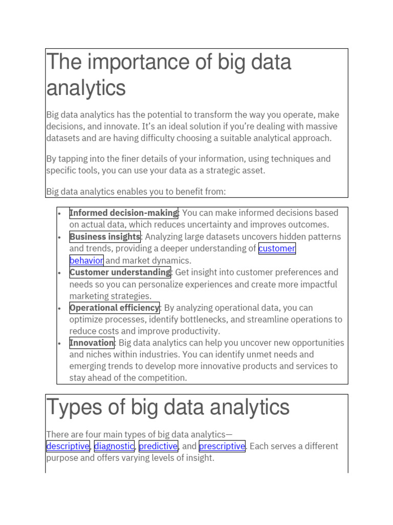 The importance of big data analytics | PDF | Analytics | Big Data