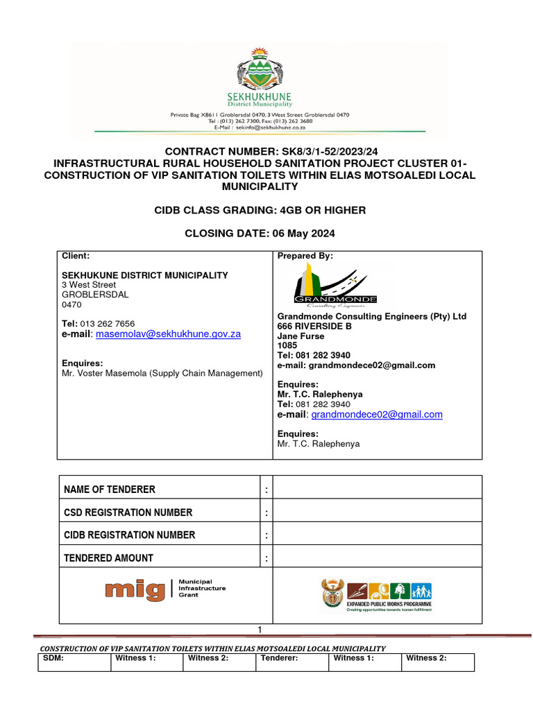 VIP Elias MOtsoaledi Bid Tender FINAL | PDF | Employment | Procurement