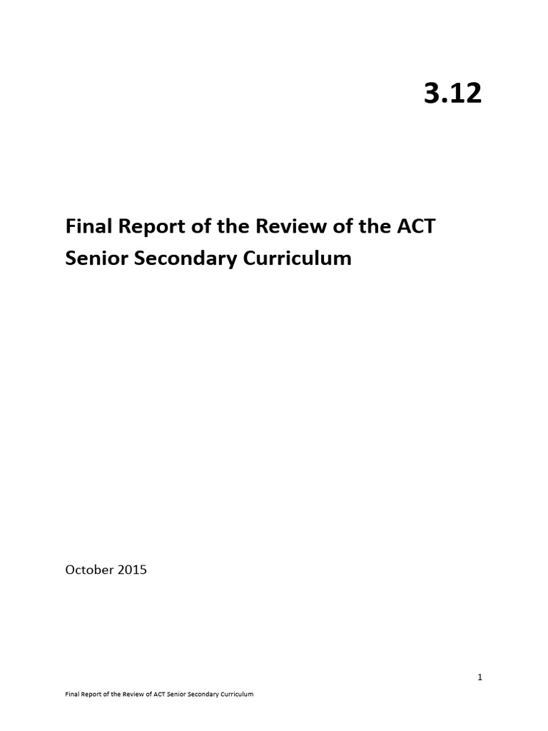 ACT Senior Secondary Curriculum Review | PDF | Curriculum | Teachers