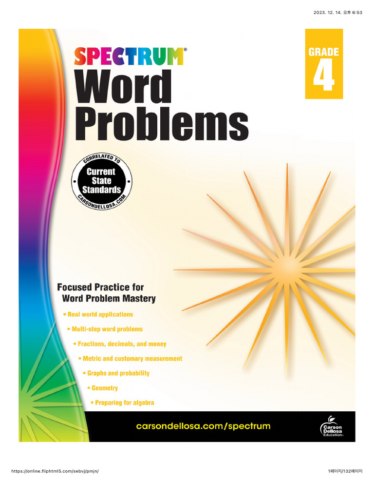 Spectrum Math Word Problems 4 | PDF