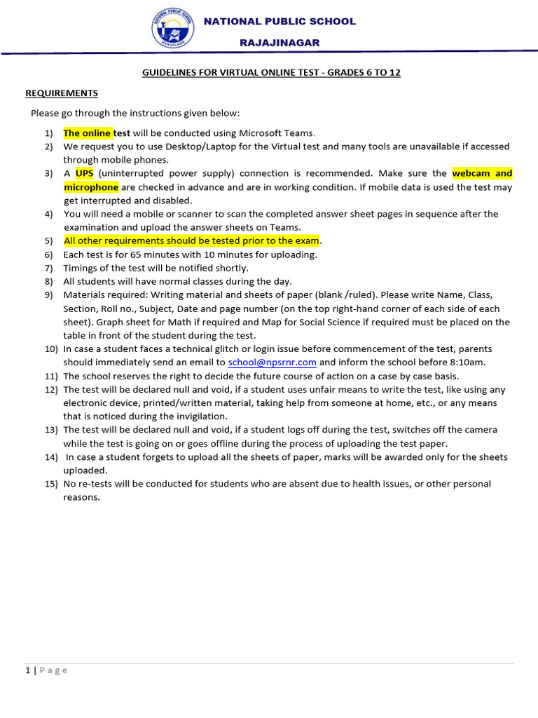 Instructions For Students For Online Test1595697999 | PDF | Computing ...
