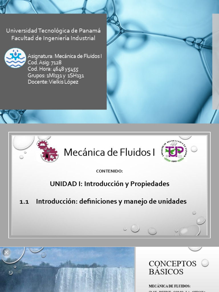 Unidad I Mecánica de Fluidos I Parte I | PDF | Viscosidad | Tensión ...