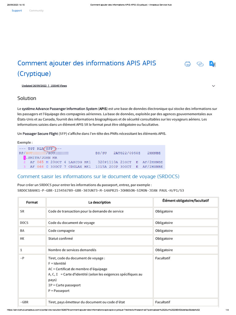 Ajout d'informations APIS dans Amadeus | PDF | Passeport