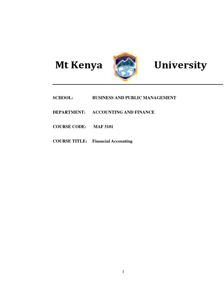 Financial Accounting Course Outline | PDF | Debits And Credits ...