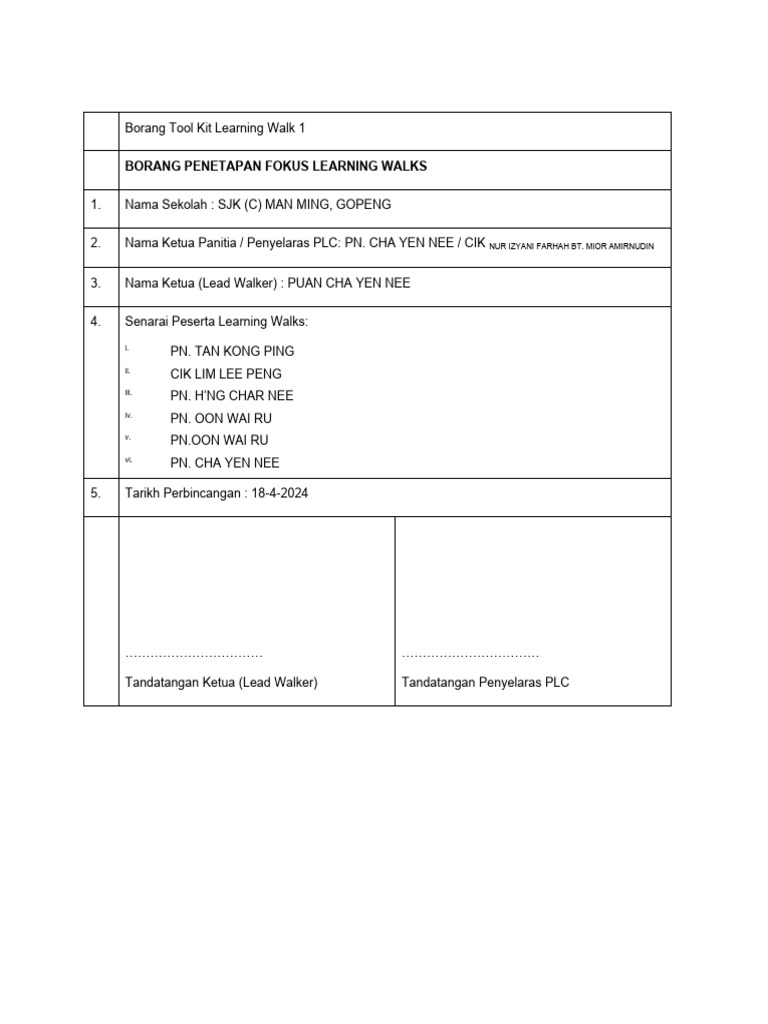 Tool Kit Learning Walk 1 Matematik PDF