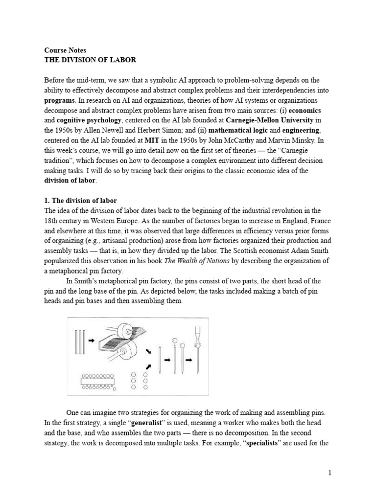 Course Notes - Division of Labor - FAB Spring 2024 | PDF | Decision ...