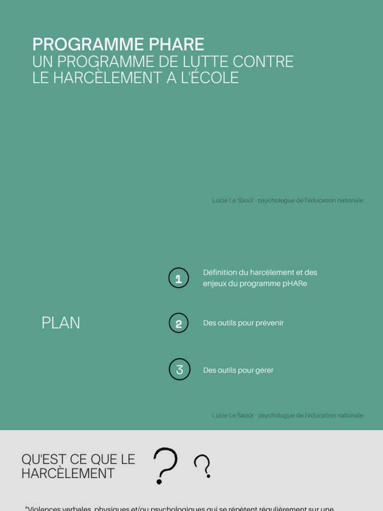 Programme phare contre le harcèlement scolaire | PDF | Harcèlement ...