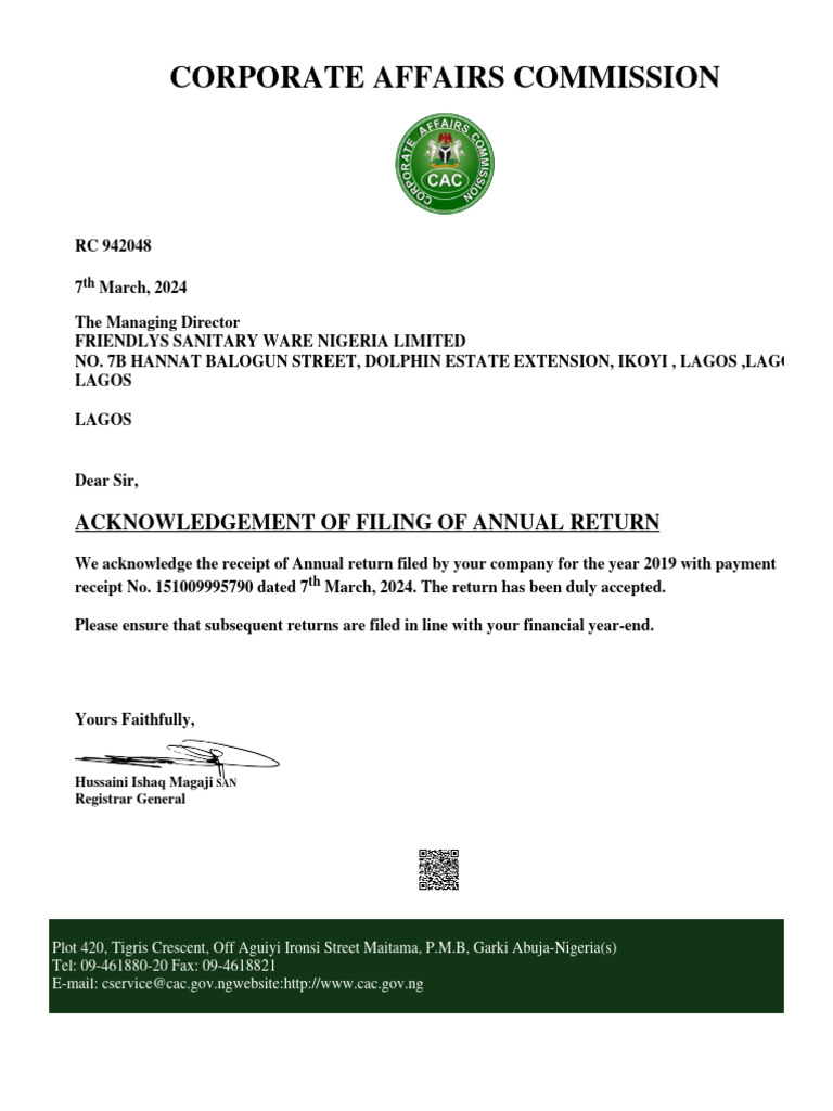 Annual Return Filing Acknowledgment | PDF | Finance & Money Management