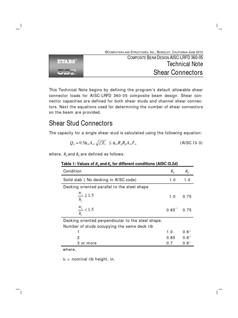 Shear Connector Design for Composite Beams | PDF | Beam (Structure ...