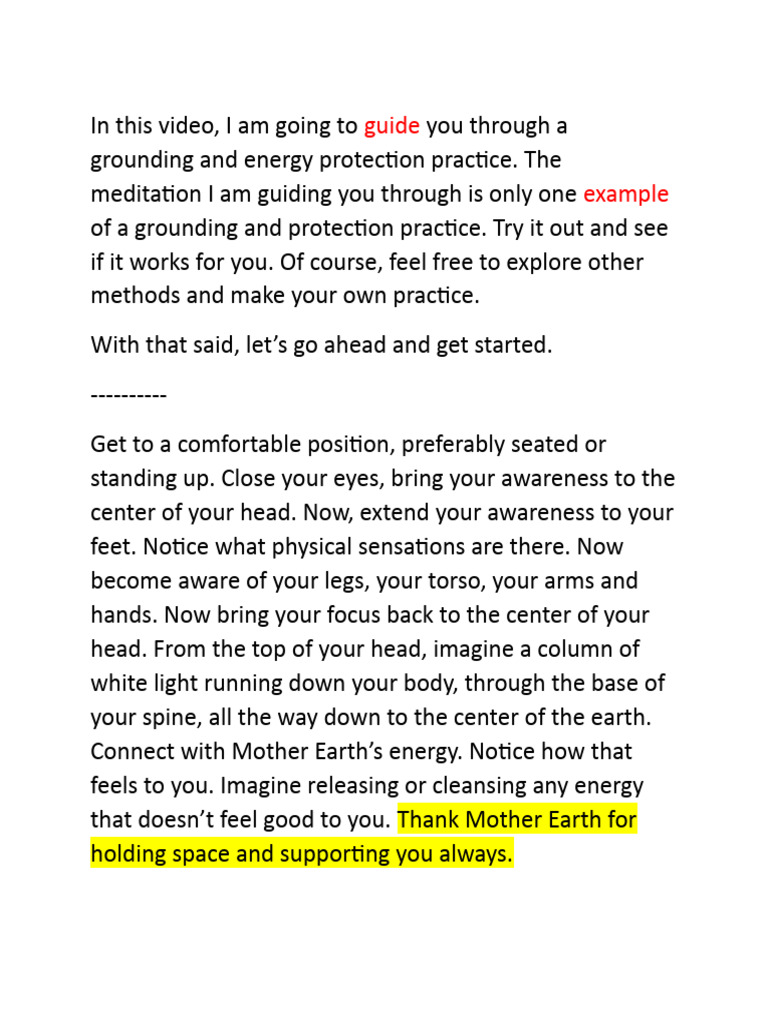 Grounding and Protection Meditation Guide | PDF | Meditation