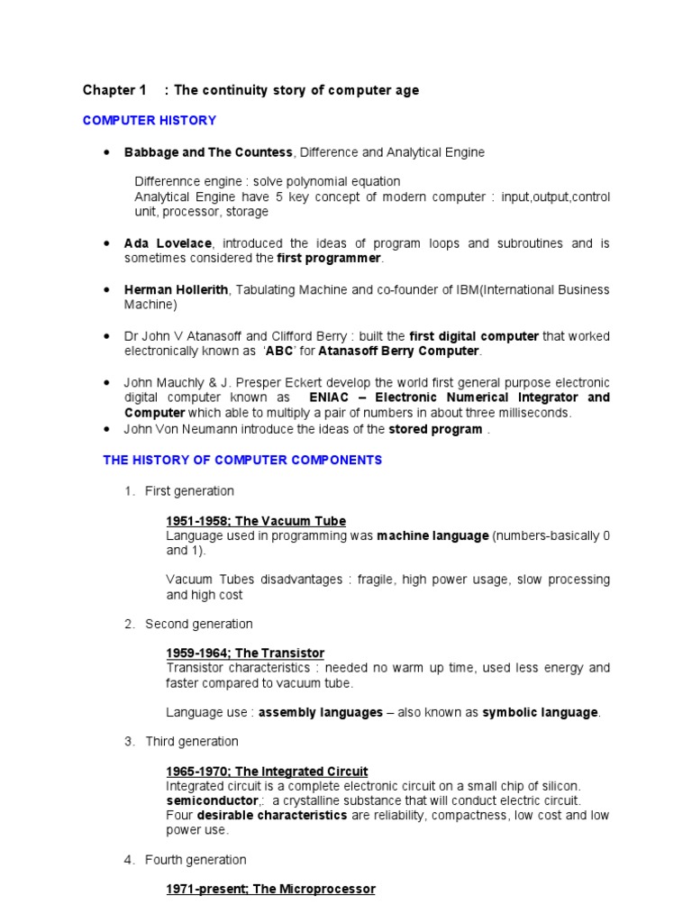 Short History of Computer | PDF | Technology & Engineering