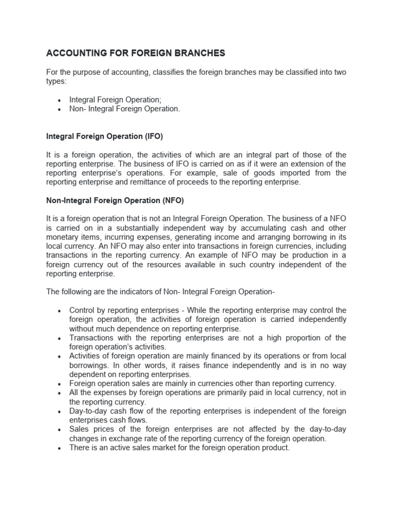 Integral vs Non-Integral Foreign Operations | PDF | Income Statement ...