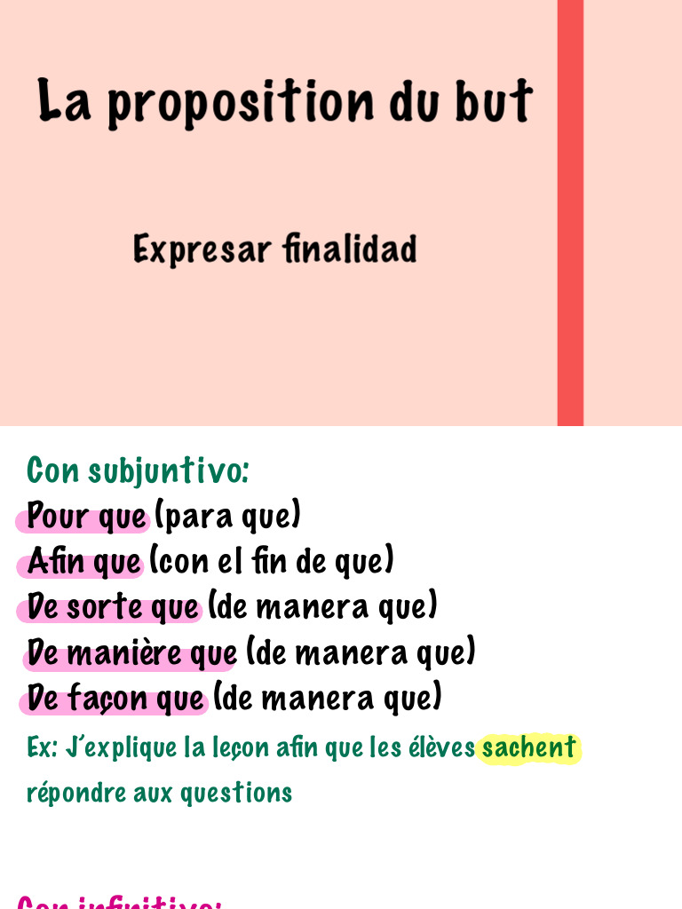 Expresar Finalidad en Francés | PDF | Artes del Lenguaje y Comunicación