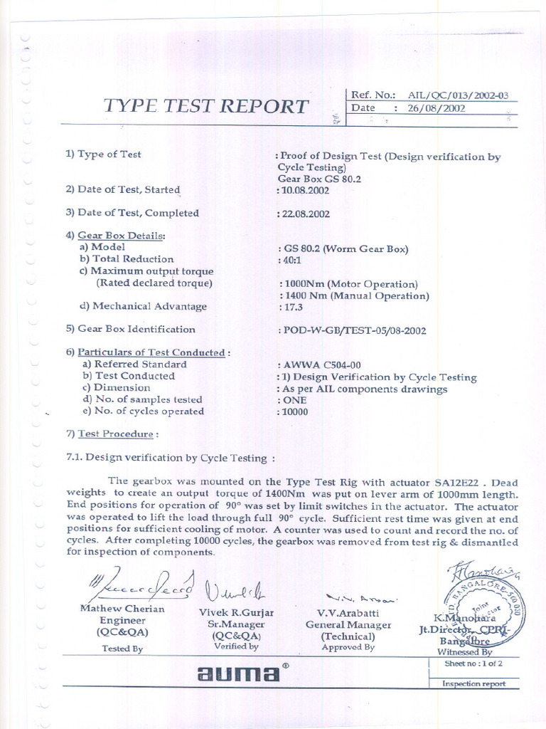 Pod Test Report - GS80.2 | PDF