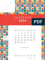 Calendário 2024 Geométrico Colorido