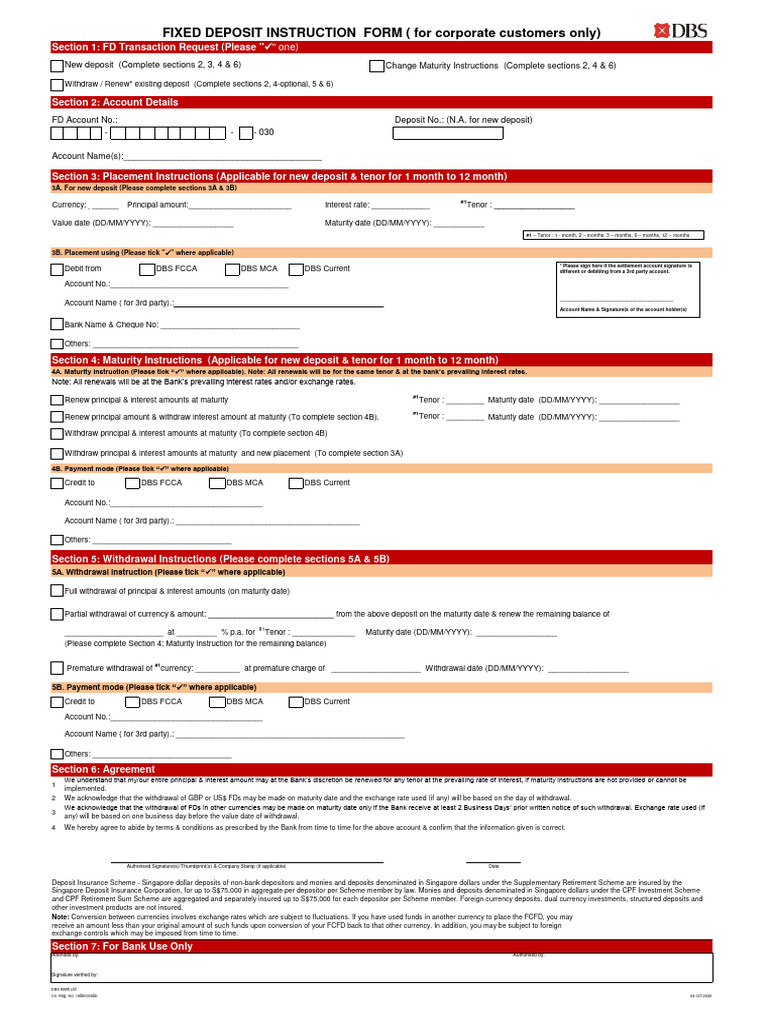 Fixed Deposit Maturity Instructions Form | PDF | Deposit Account | Banking