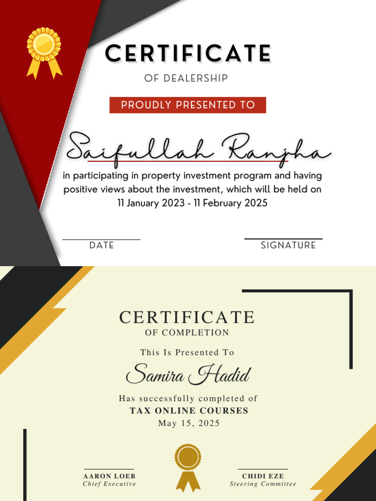 Certificates of Achievement & Participation | PDF
