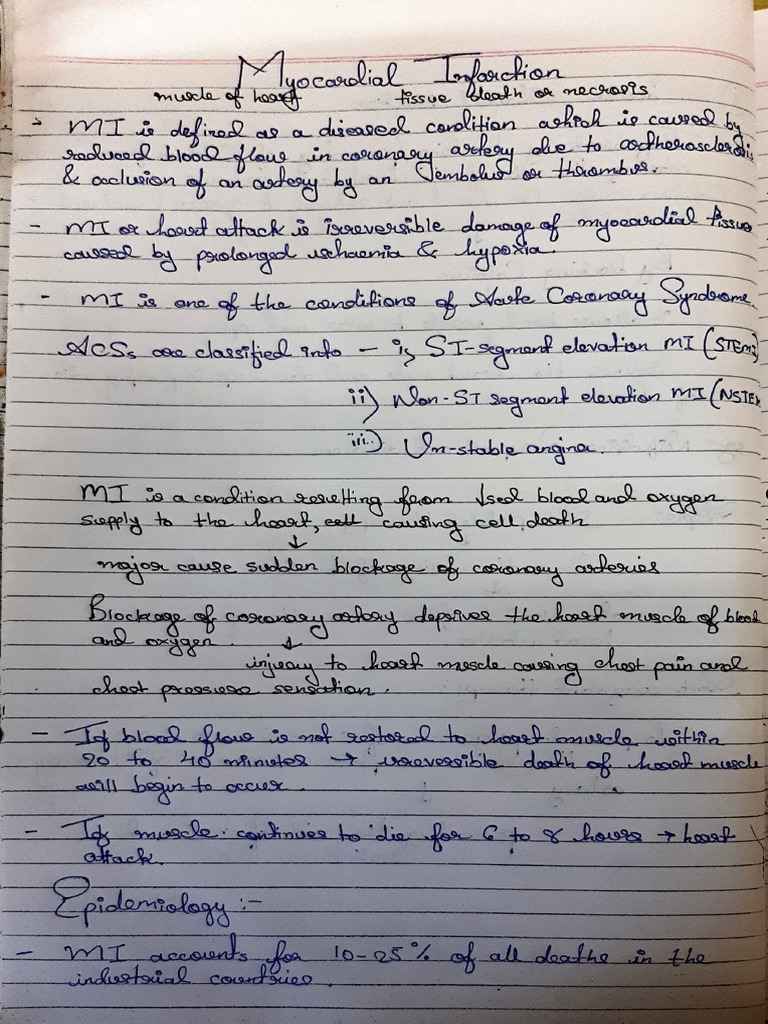 Myocardial Infarction Overview and Notes | PDF
