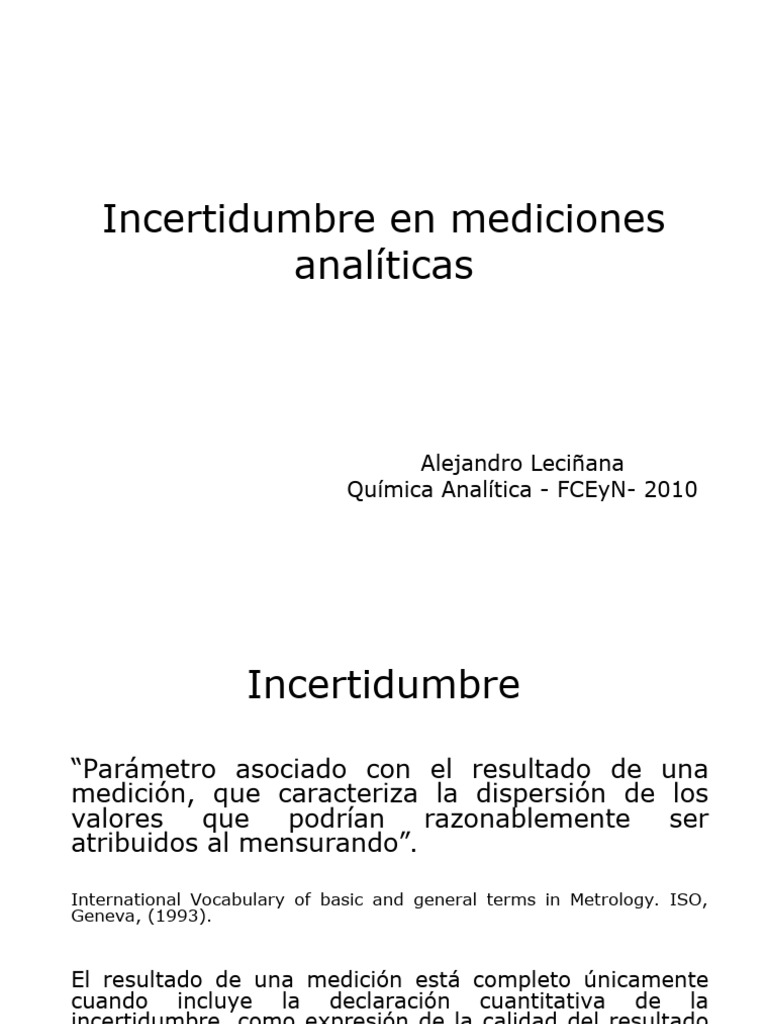 Incertidumbre en Mediciones Analíticas | PDF | Incertidumbre ...