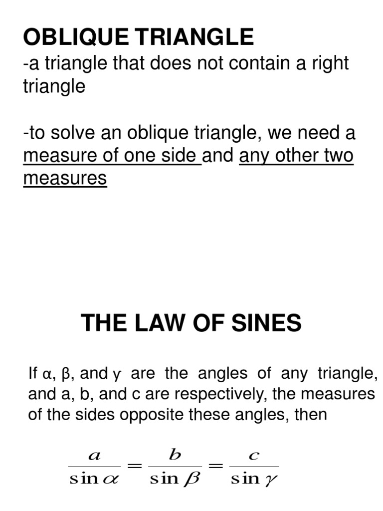 Oblique Triangle PDF Sine Triangle